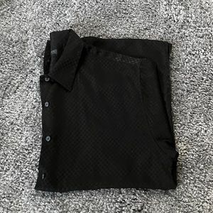 domani platinum black checkered short sleeved button up dress shirt